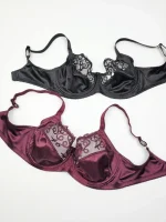 سوتین کاپ کامل تور گلدوزی سایز بزرگ رنگ زرشکی کاپ E