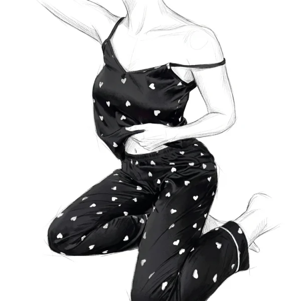 بسته بندی جعبه ای ست لباس خواب تاپ و شلوار لولیتا lolita مدل 701 گالری سنجاقک