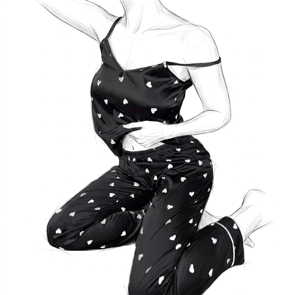 ست لباس خواب تاپ و شلوار ساتن لولیتا (Lolita) کد 701